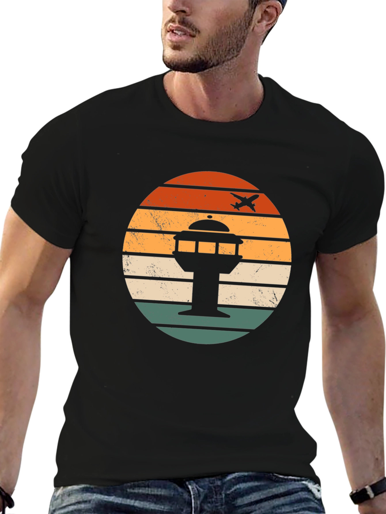 Airport Tower Retro Graphic T-Shirt