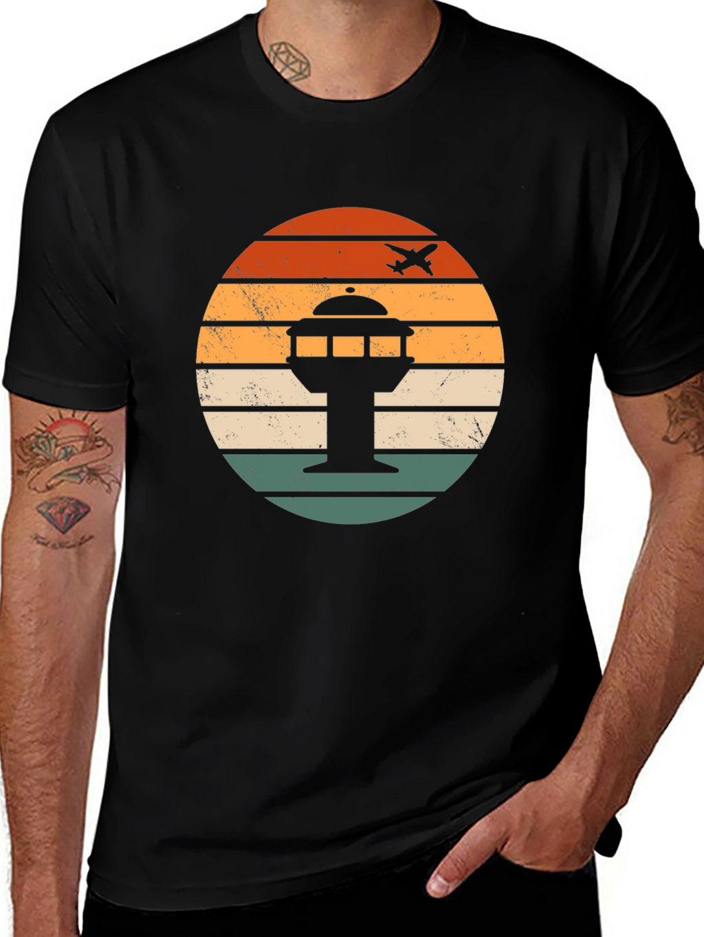 Airport Tower Retro Graphic T-Shirt