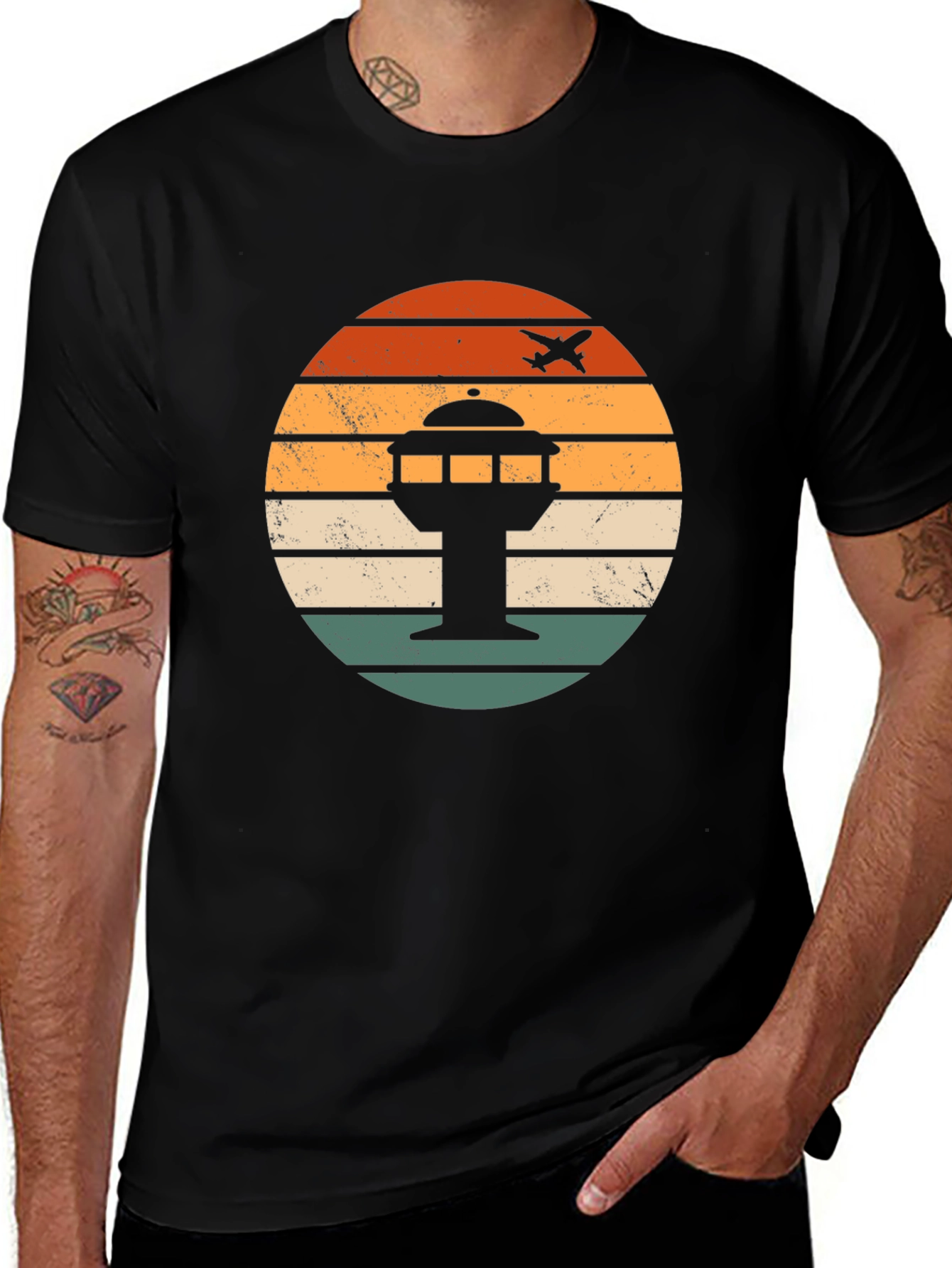 Airport Tower Retro Graphic T-Shirt