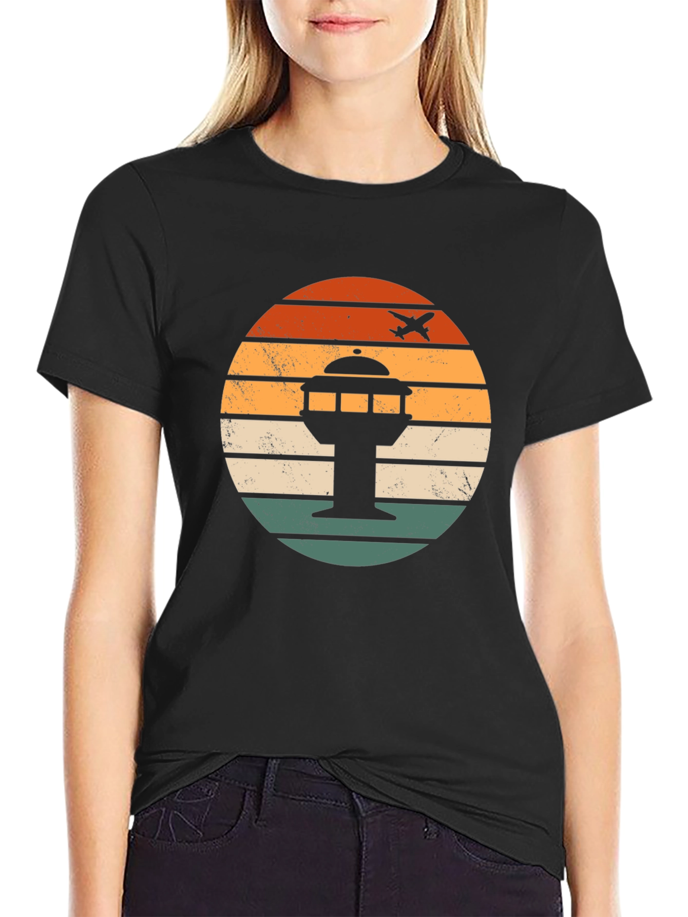 Airport Tower Retro Graphic T-Shirt