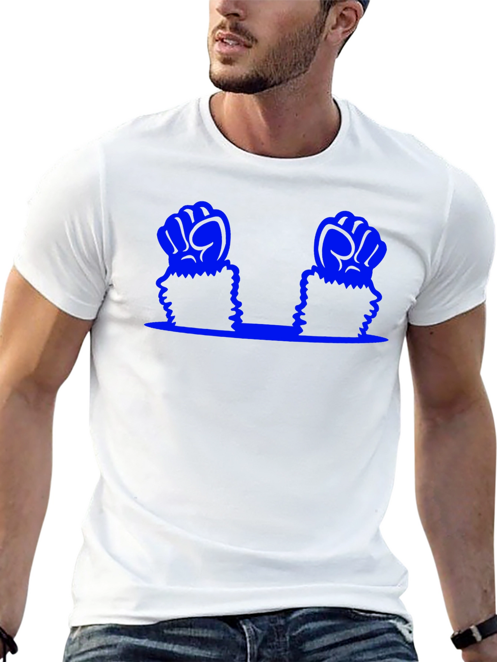 Blue Fist Graphic T-Shirt - Black Cotton Tee
