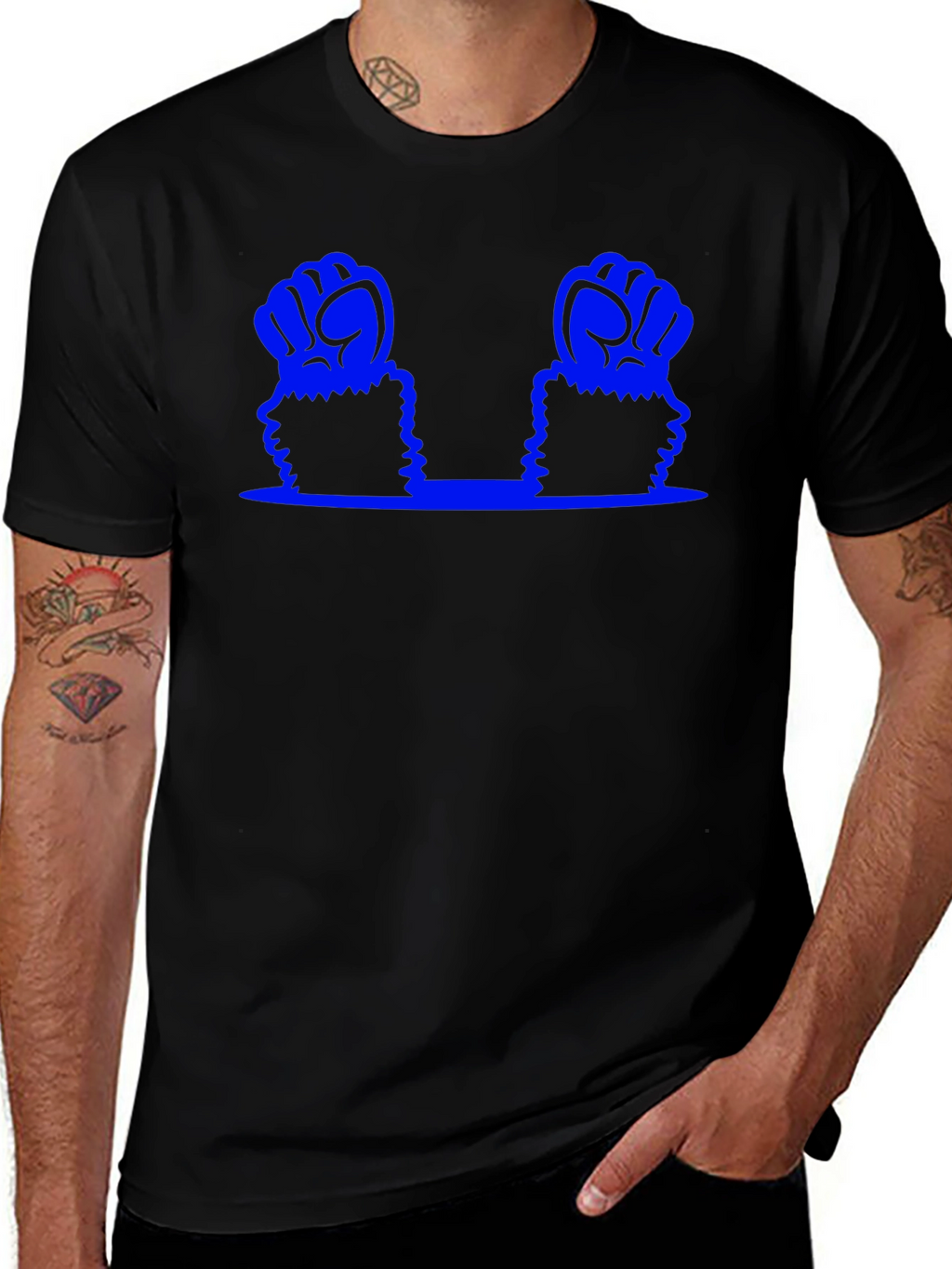 Blue Fist Graphic T-Shirt - Black Cotton Tee