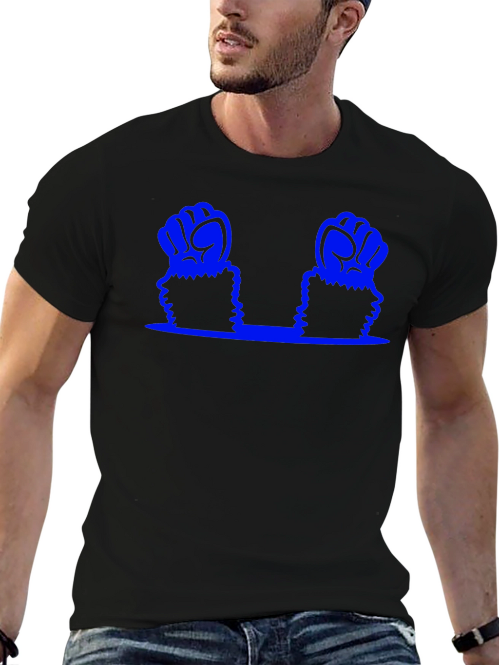 Blue Fist Graphic T-Shirt - Black Cotton Tee
