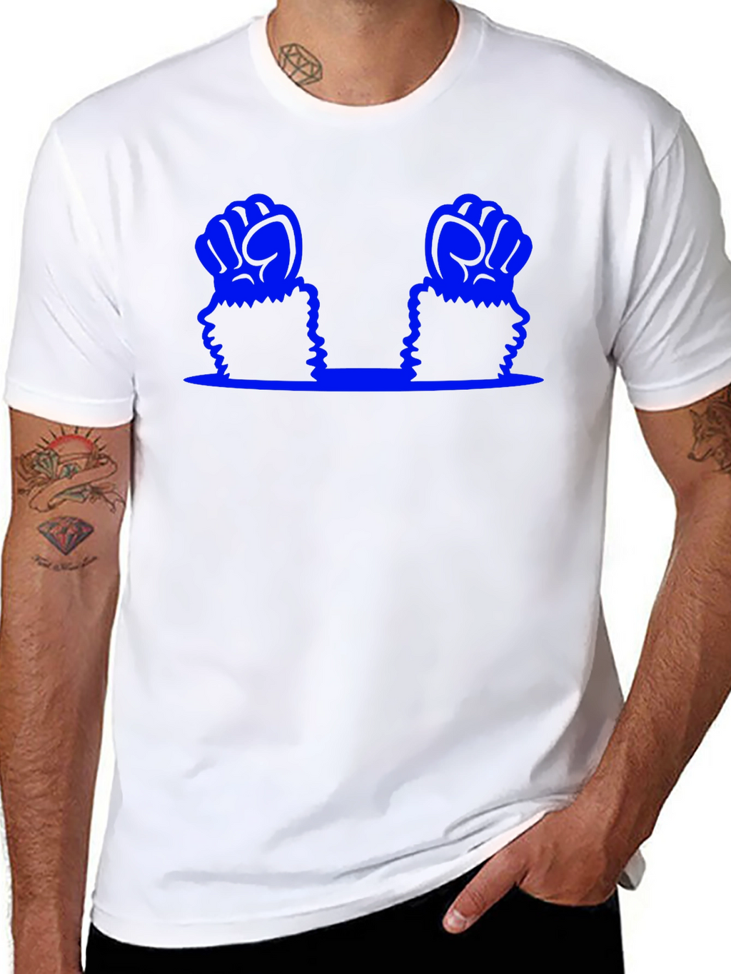 Blue Fist Graphic T-Shirt - Black Cotton Tee