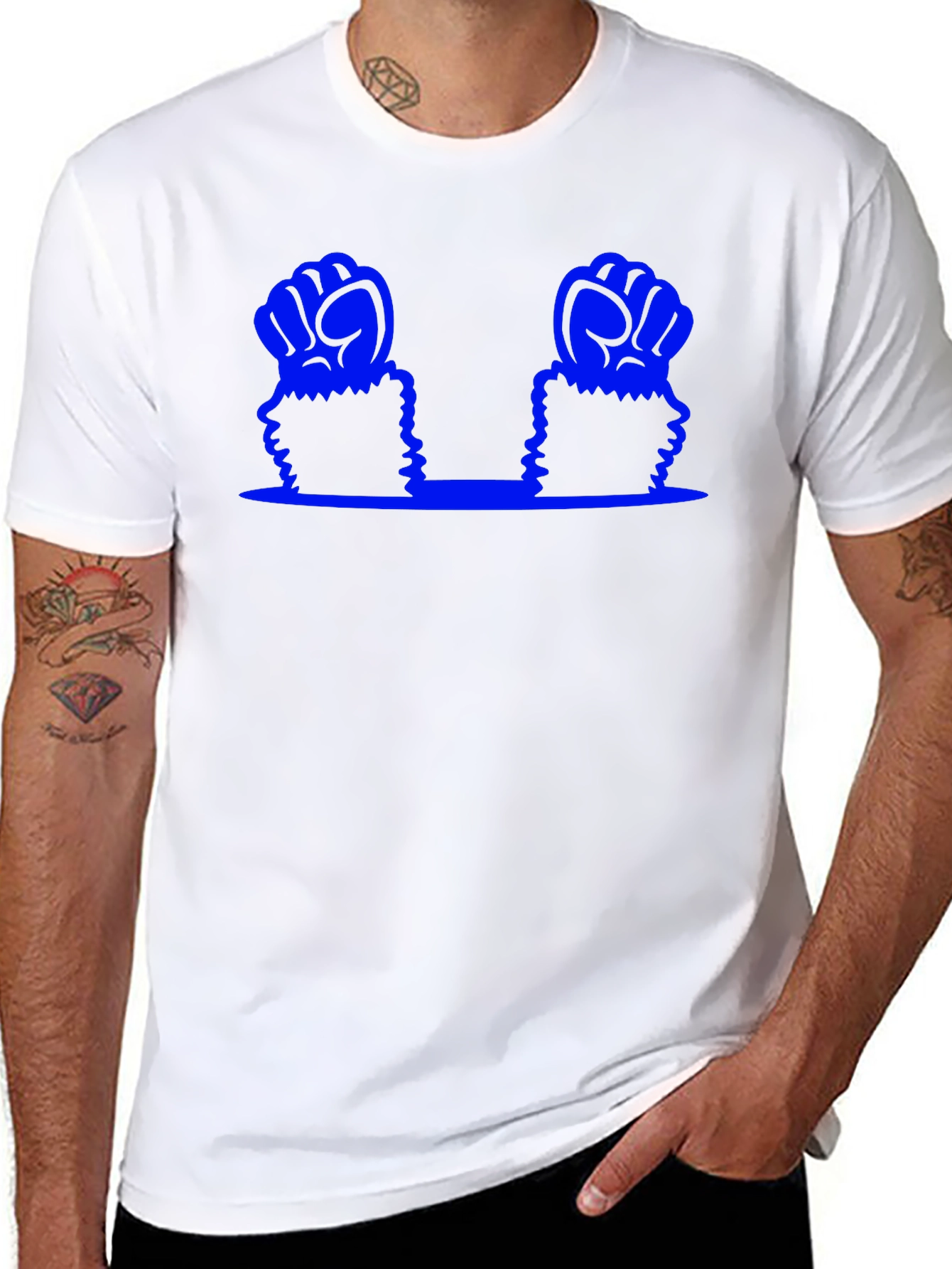 Blue Fist Graphic T-Shirt - Black Cotton Tee
