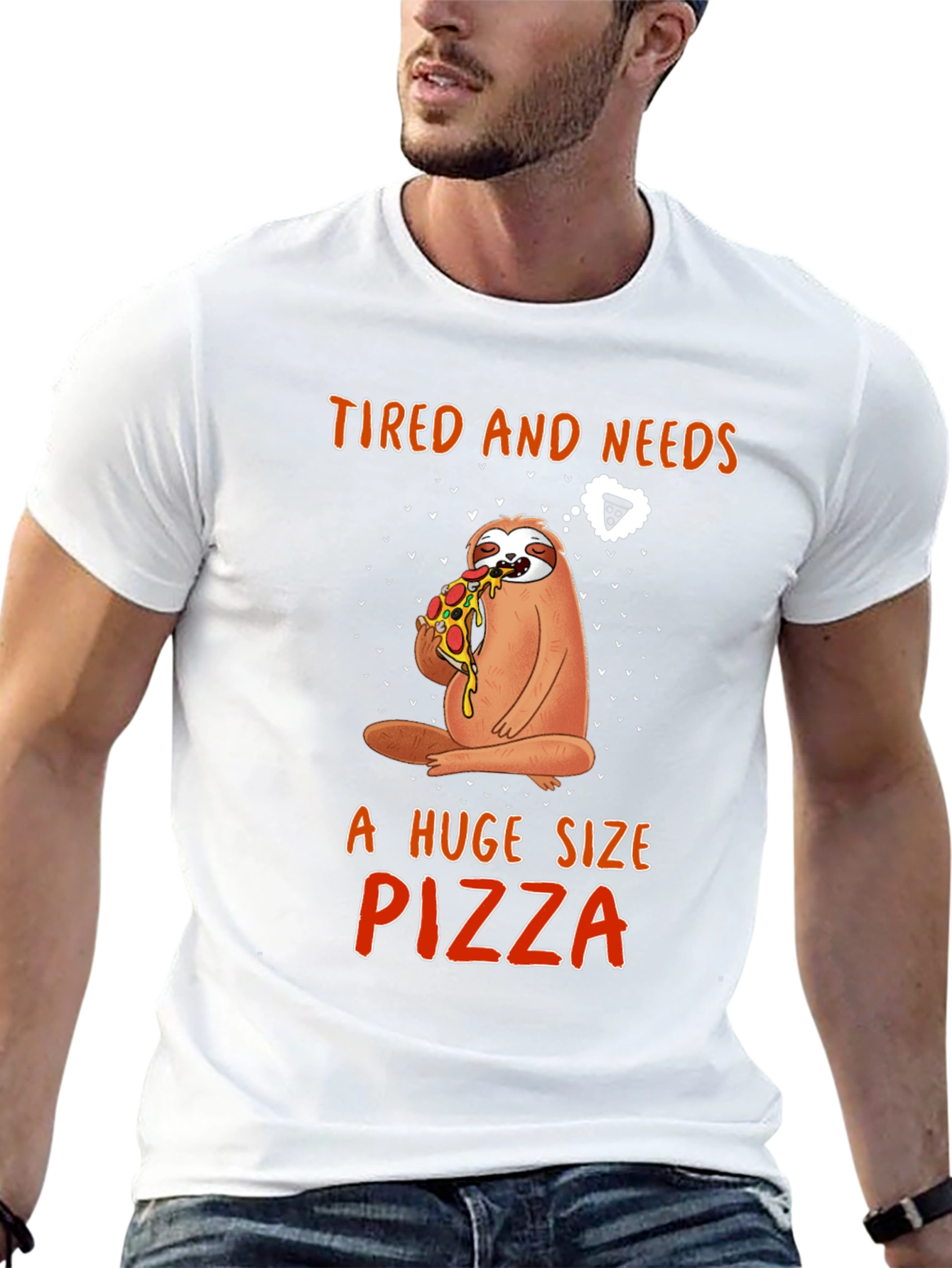 Sloth Pizza T-Shirt - Tired and Needs Pizza