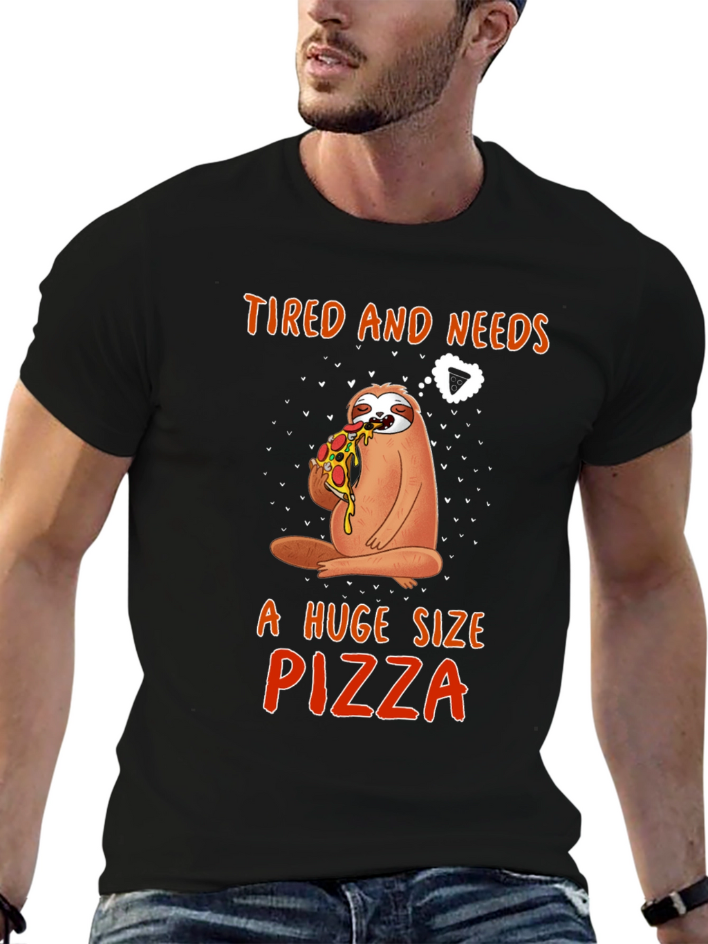 Sloth Pizza T-Shirt - Tired and Needs Pizza