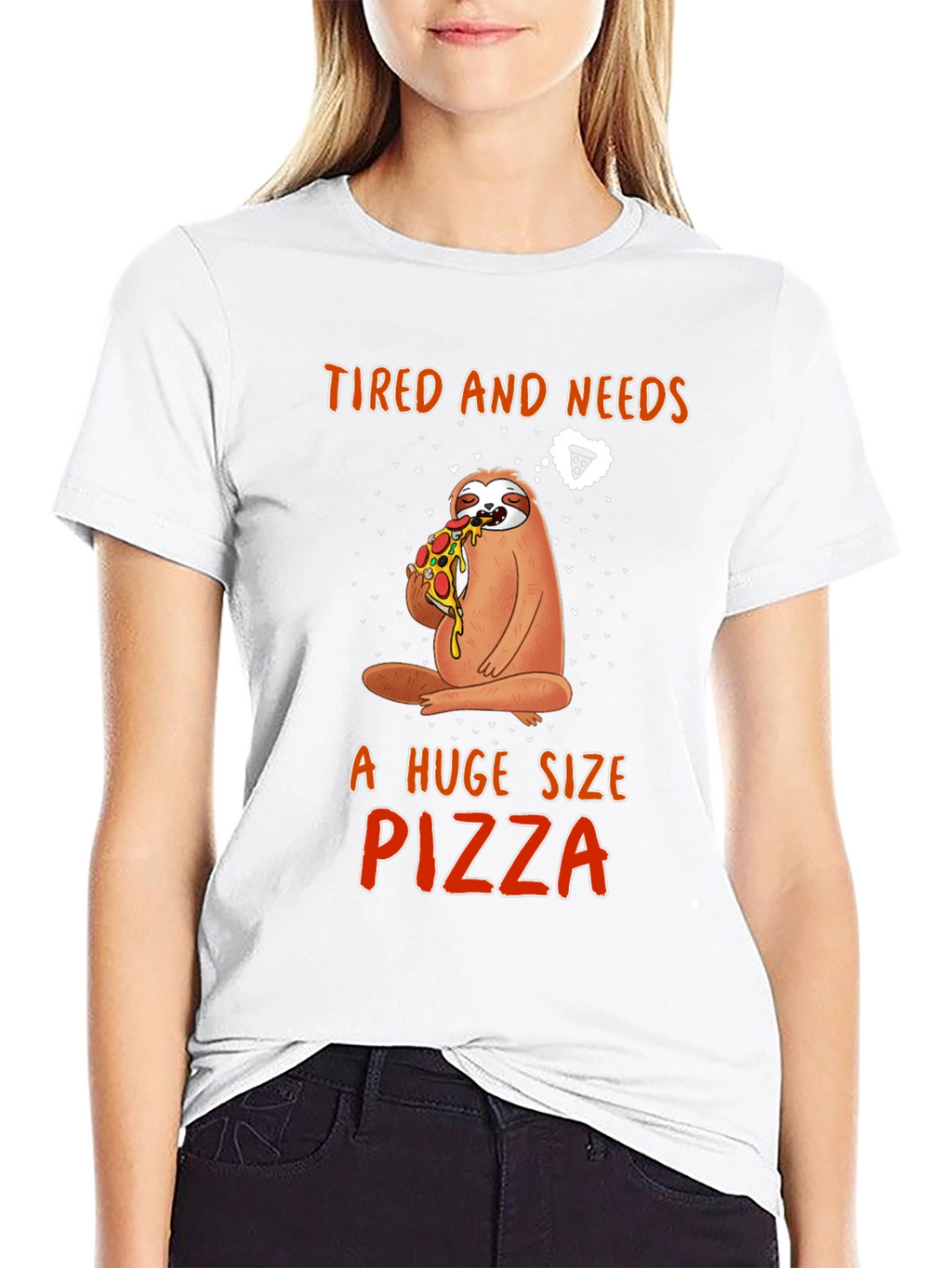 Sloth Pizza T-Shirt - Tired and Needs Pizza
