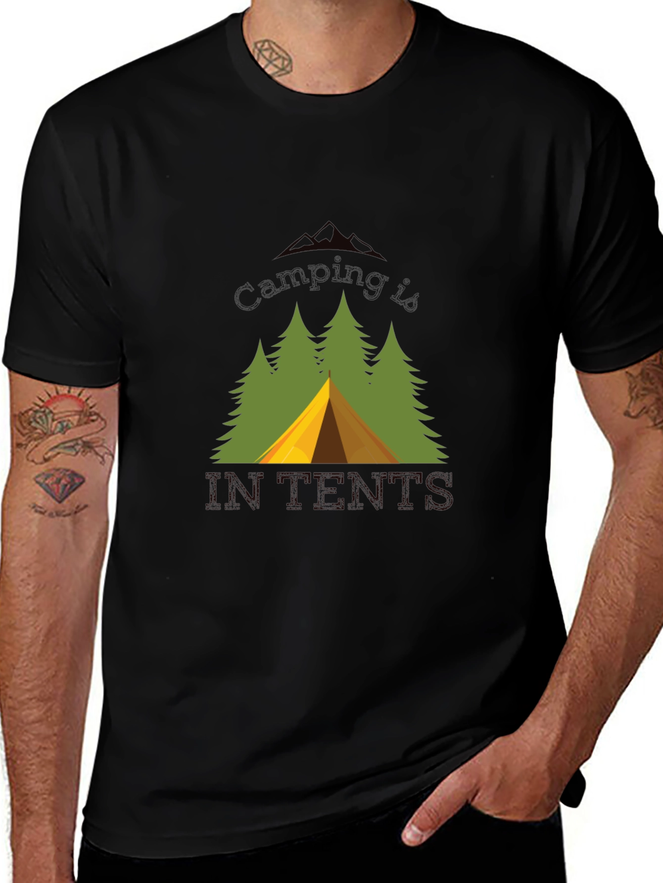 Camping Is In Tents Black T-Shirt