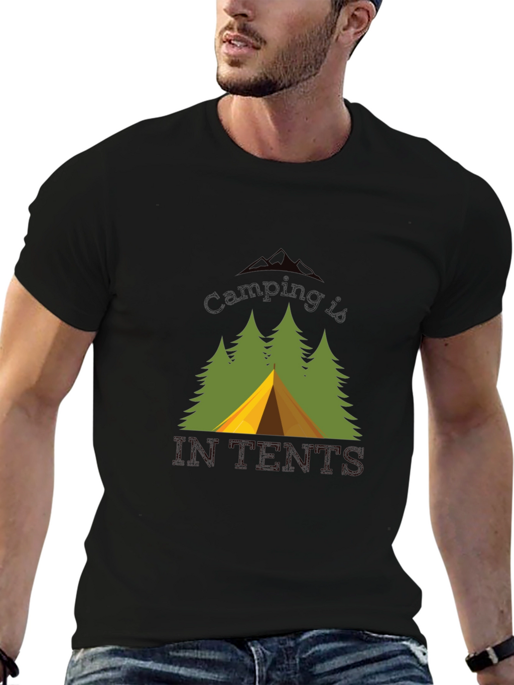 Camping Is In Tents Black T-Shirt