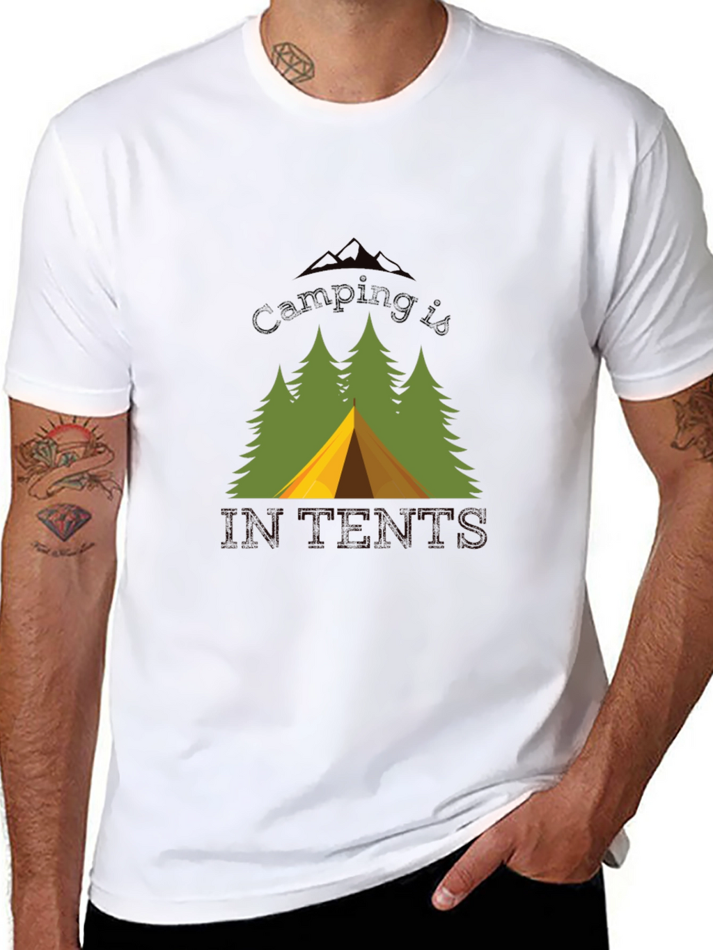 Camping Is In Tents Black T-Shirt