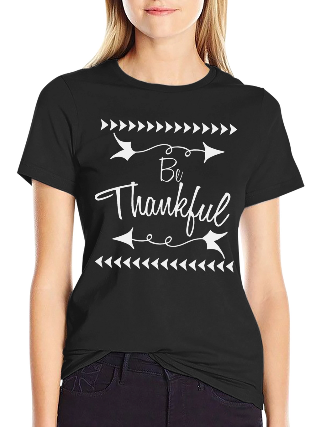 Be Thankful Black Graphic T-Shirt