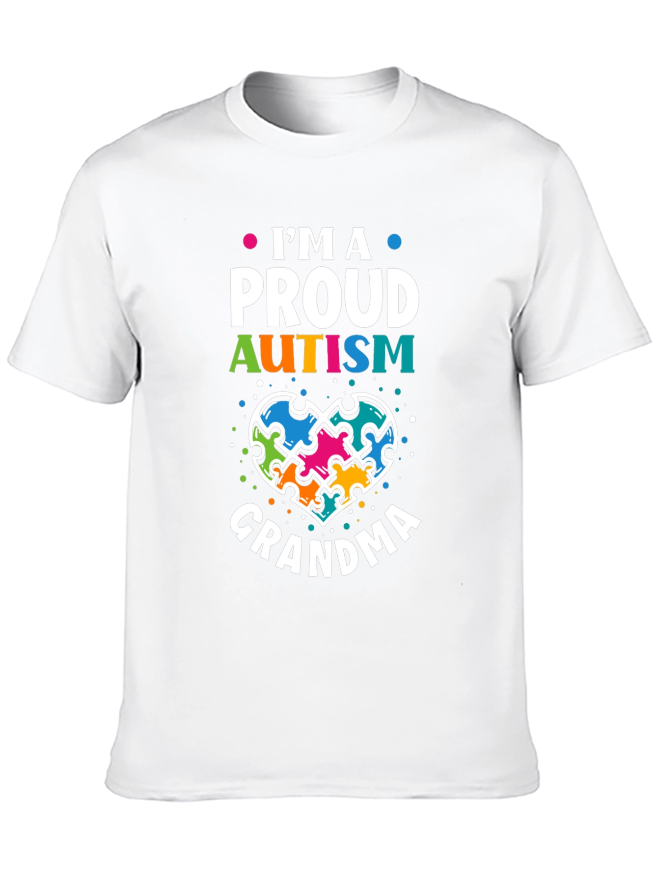 Proud Autism Grandma T-Shirt Puzzle Heart