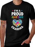 Proud Autism Grandma T-Shirt Puzzle Heart