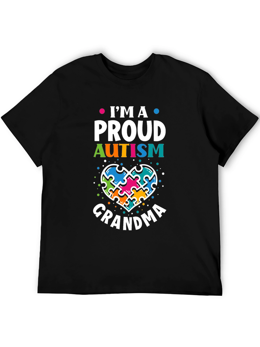 Proud Autism Grandma T-Shirt Puzzle Heart