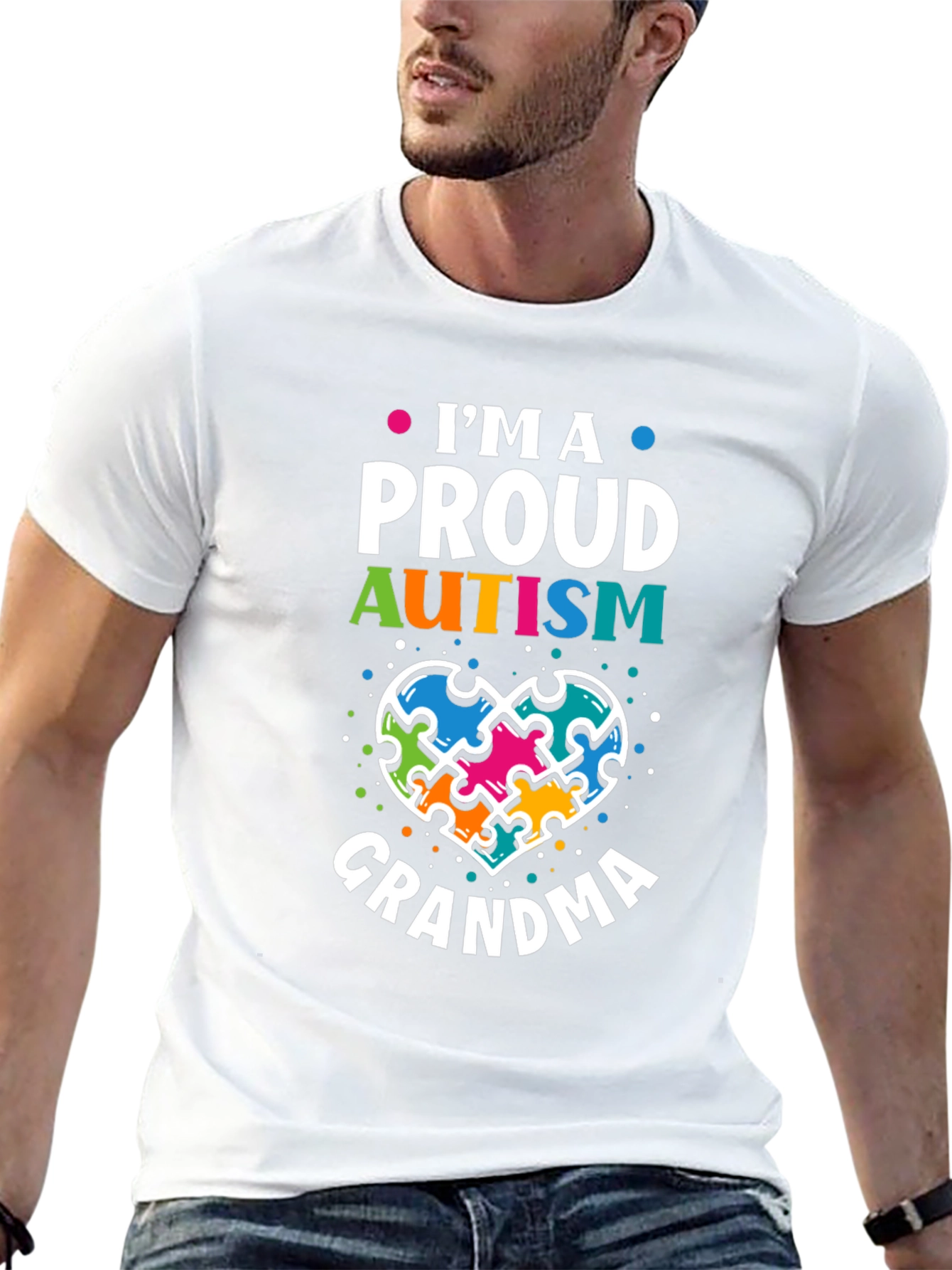 Proud Autism Grandma T-Shirt Puzzle Heart