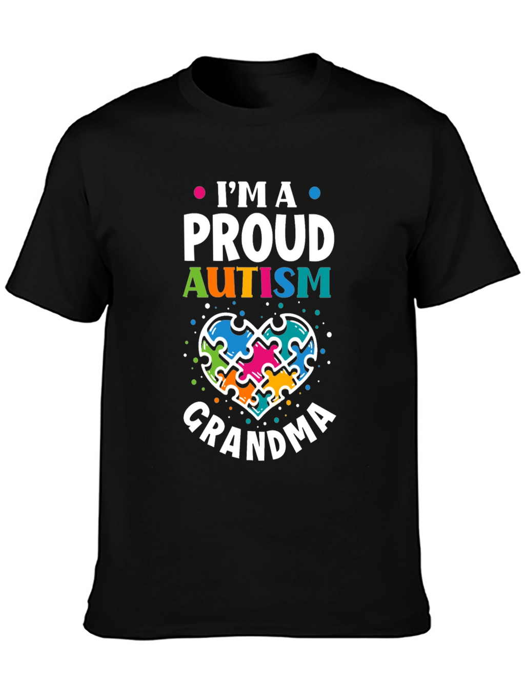 Proud Autism Grandma T-Shirt Puzzle Heart