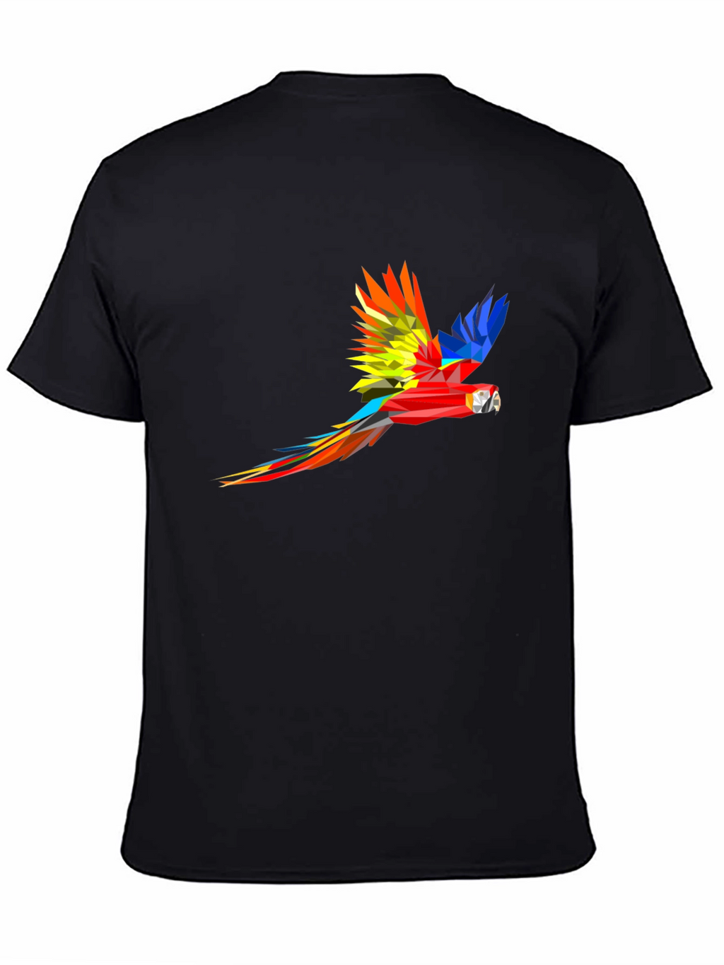 Geometric Parrot Graphic Black T-Shirt