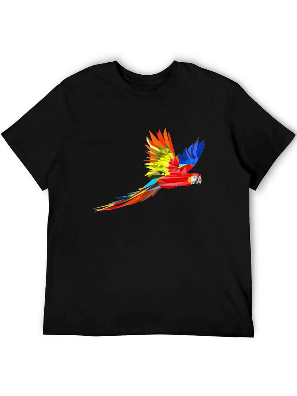 Geometric Parrot Graphic Black T-Shirt