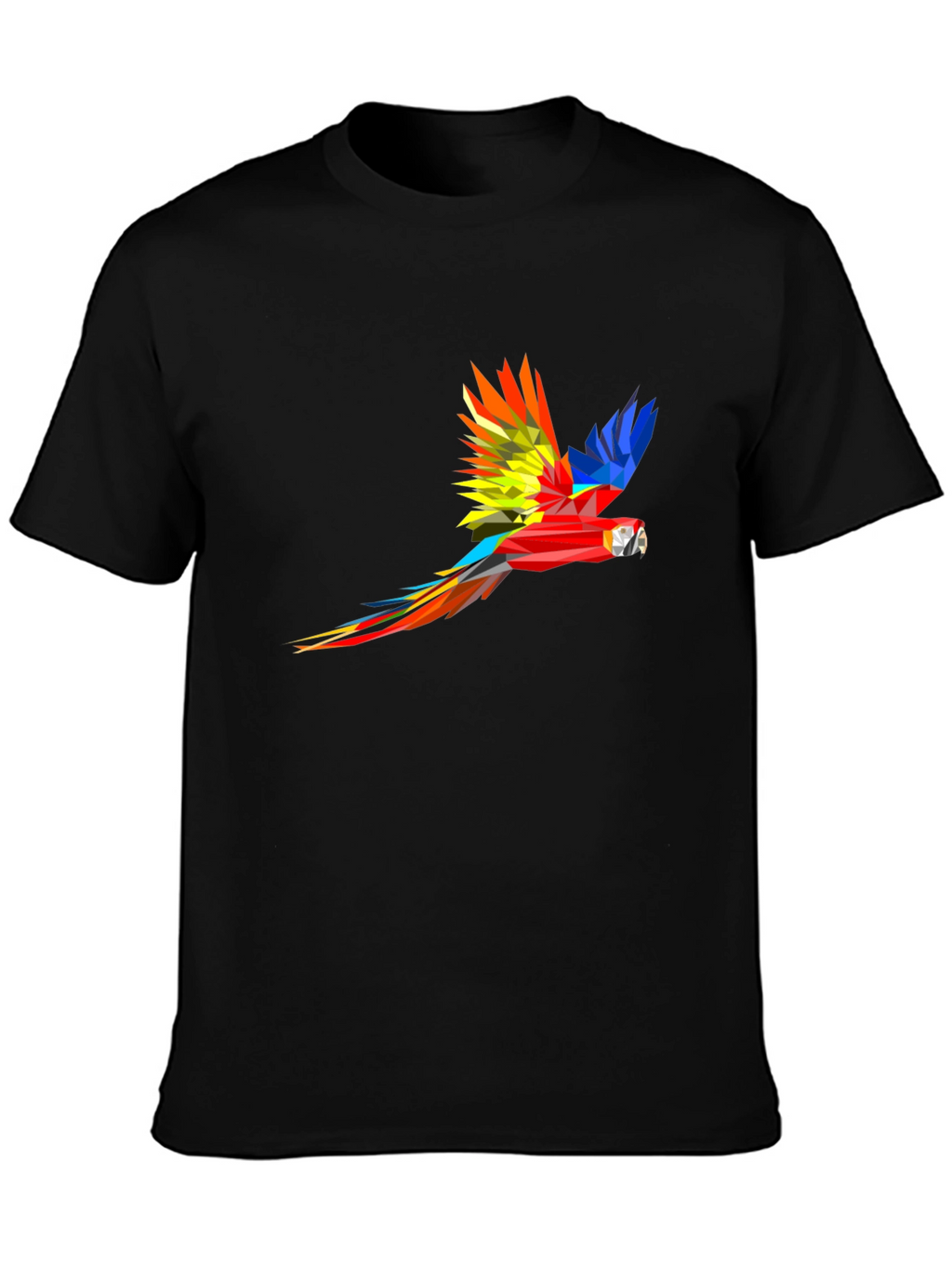 Geometric Parrot Graphic Black T-Shirt