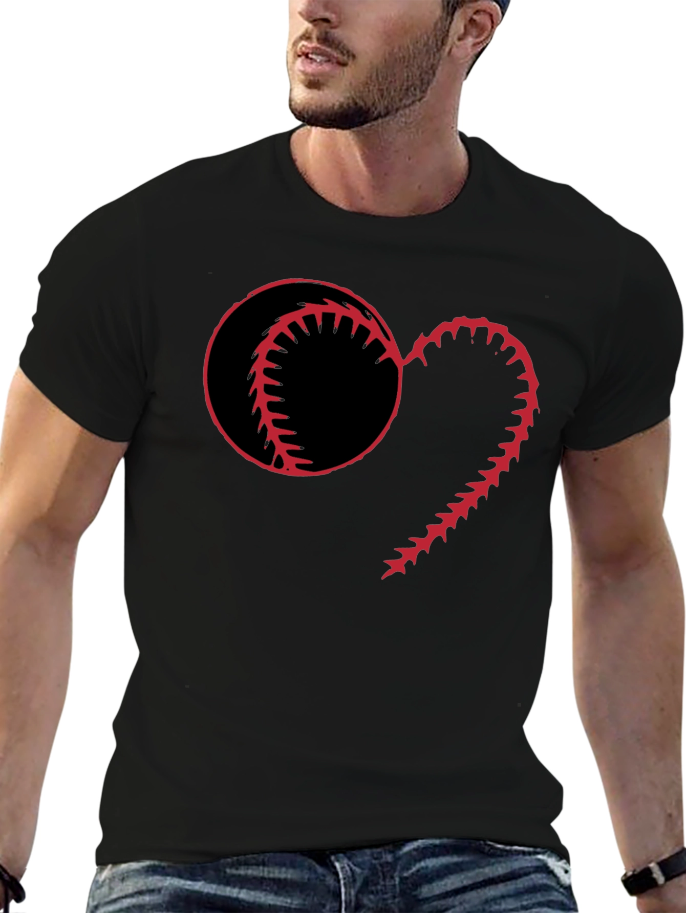 Baseball Heart Graphic T-Shirt