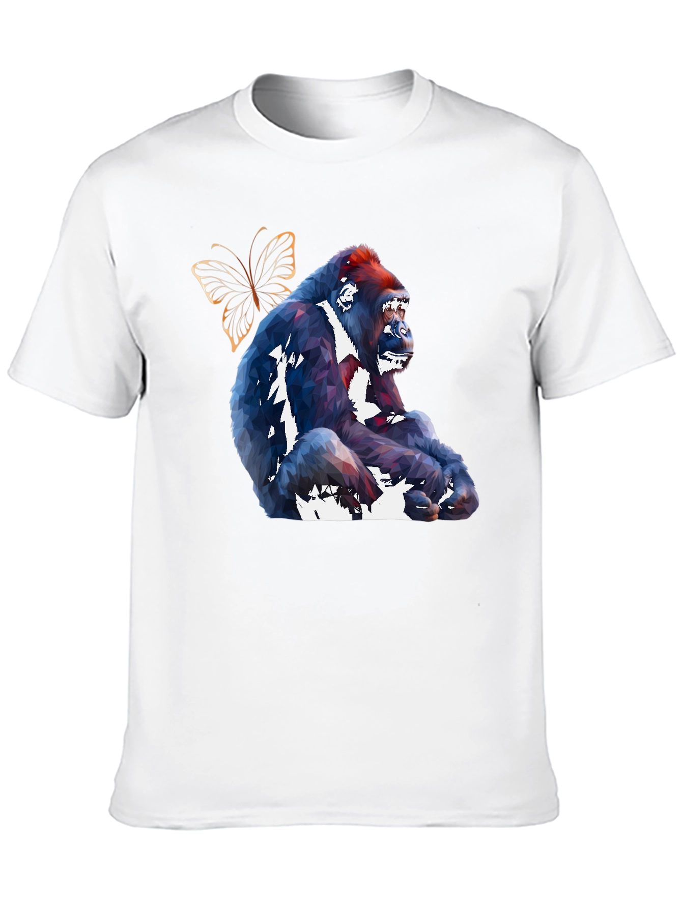 Geometric Gorilla & Butterfly Graphic Tee
