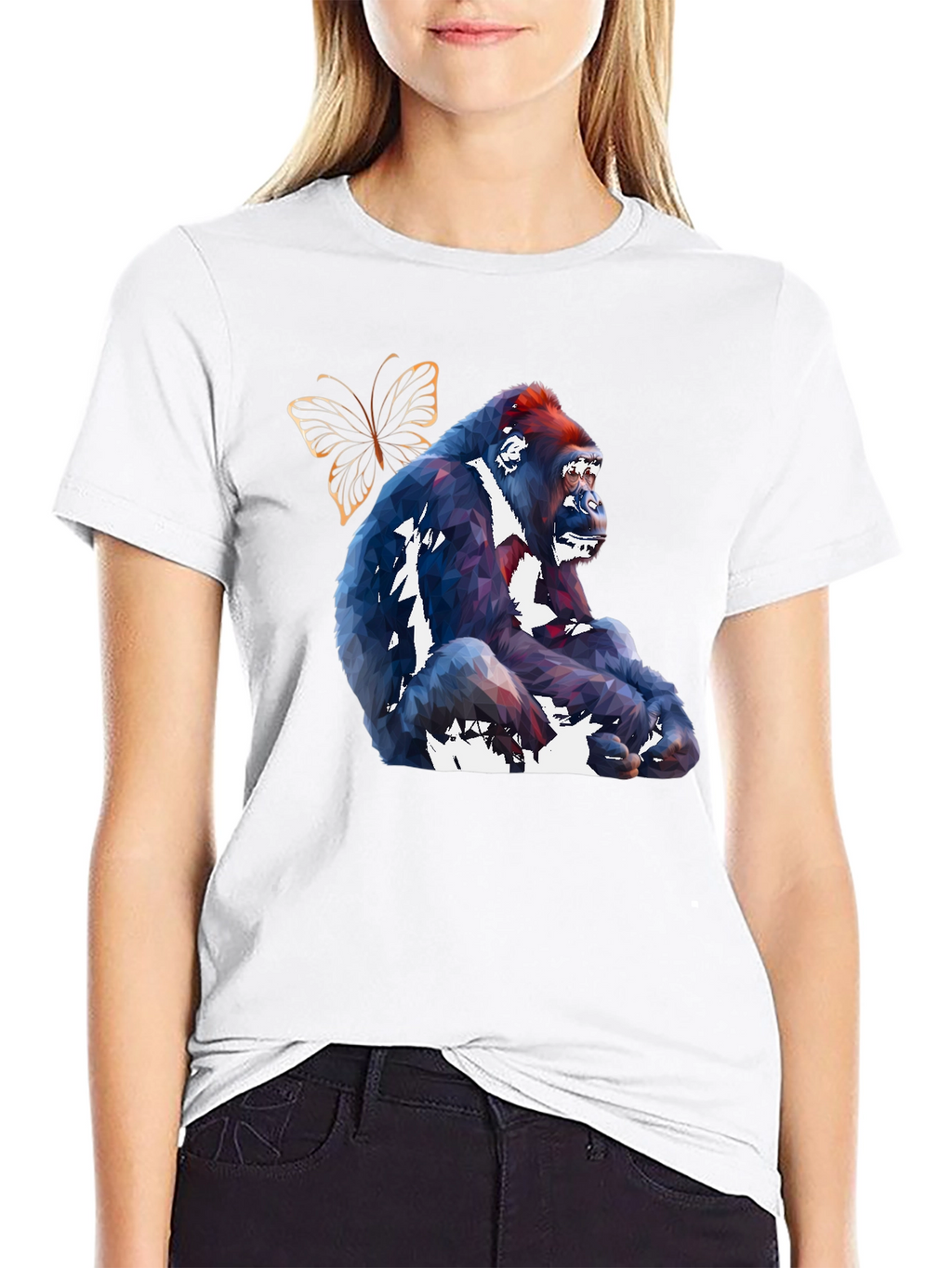 Geometric Gorilla & Butterfly Graphic Tee