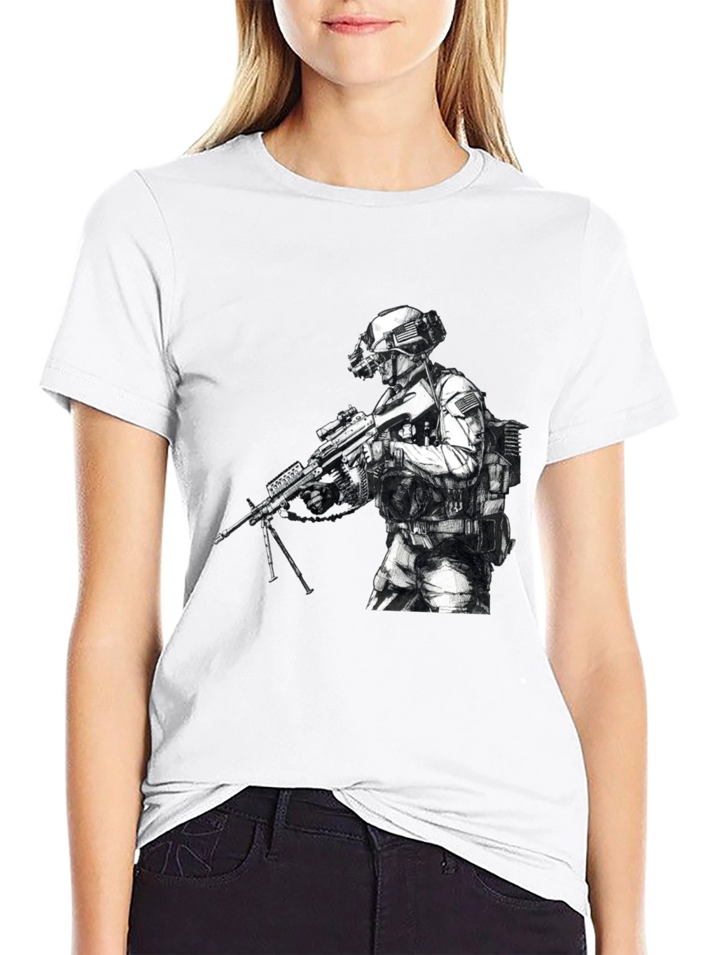 Tactical Soldier Graphic T-Shirt - Black