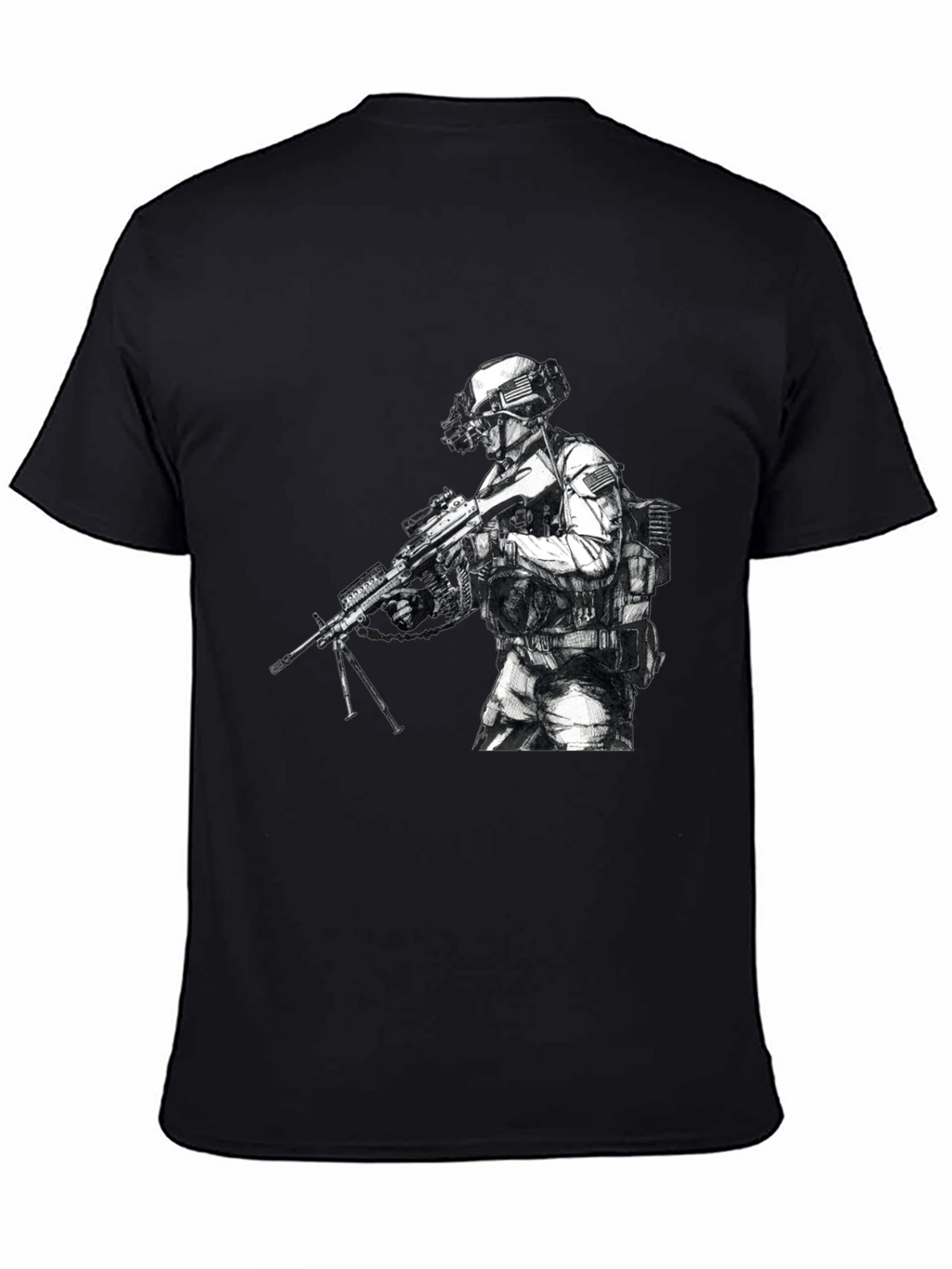 Tactical Soldier Graphic T-Shirt - Black