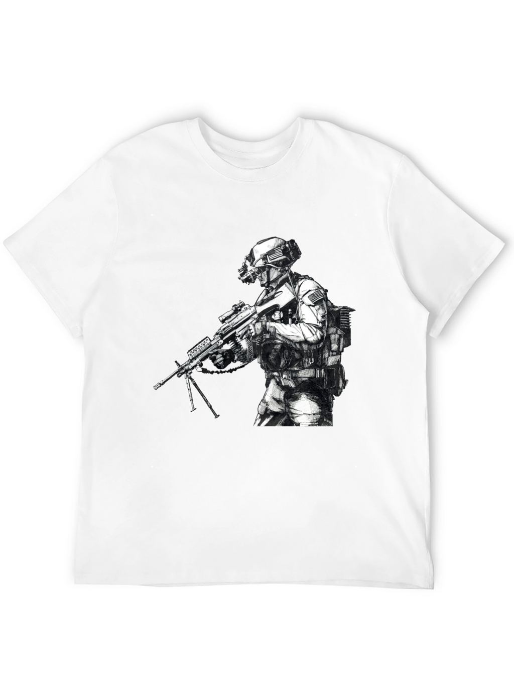 Tactical Soldier Graphic T-Shirt - Black