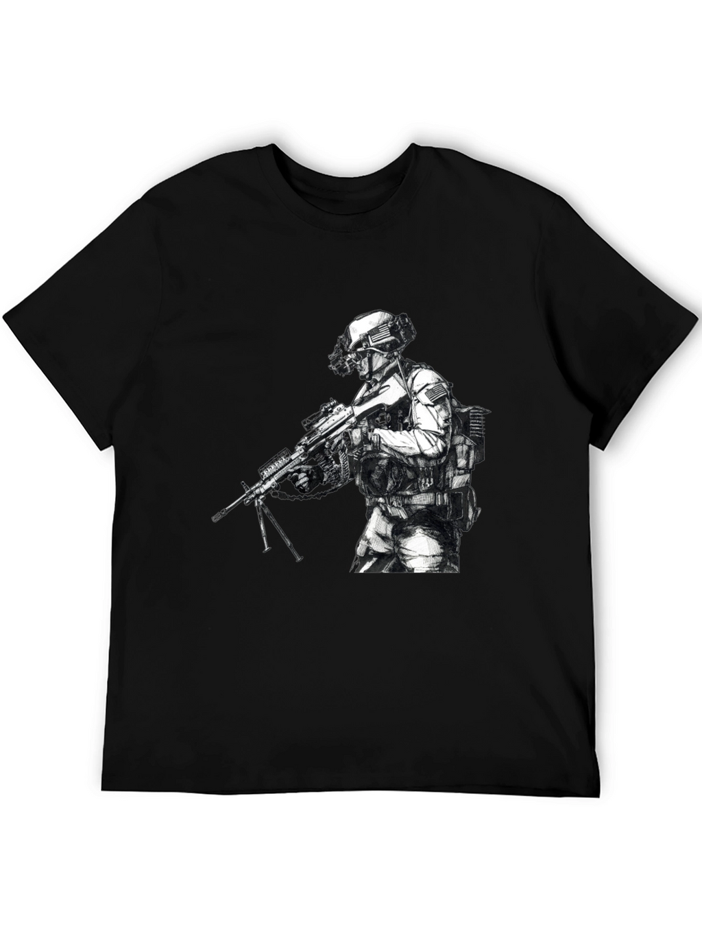 Tactical Soldier Graphic T-Shirt - Black