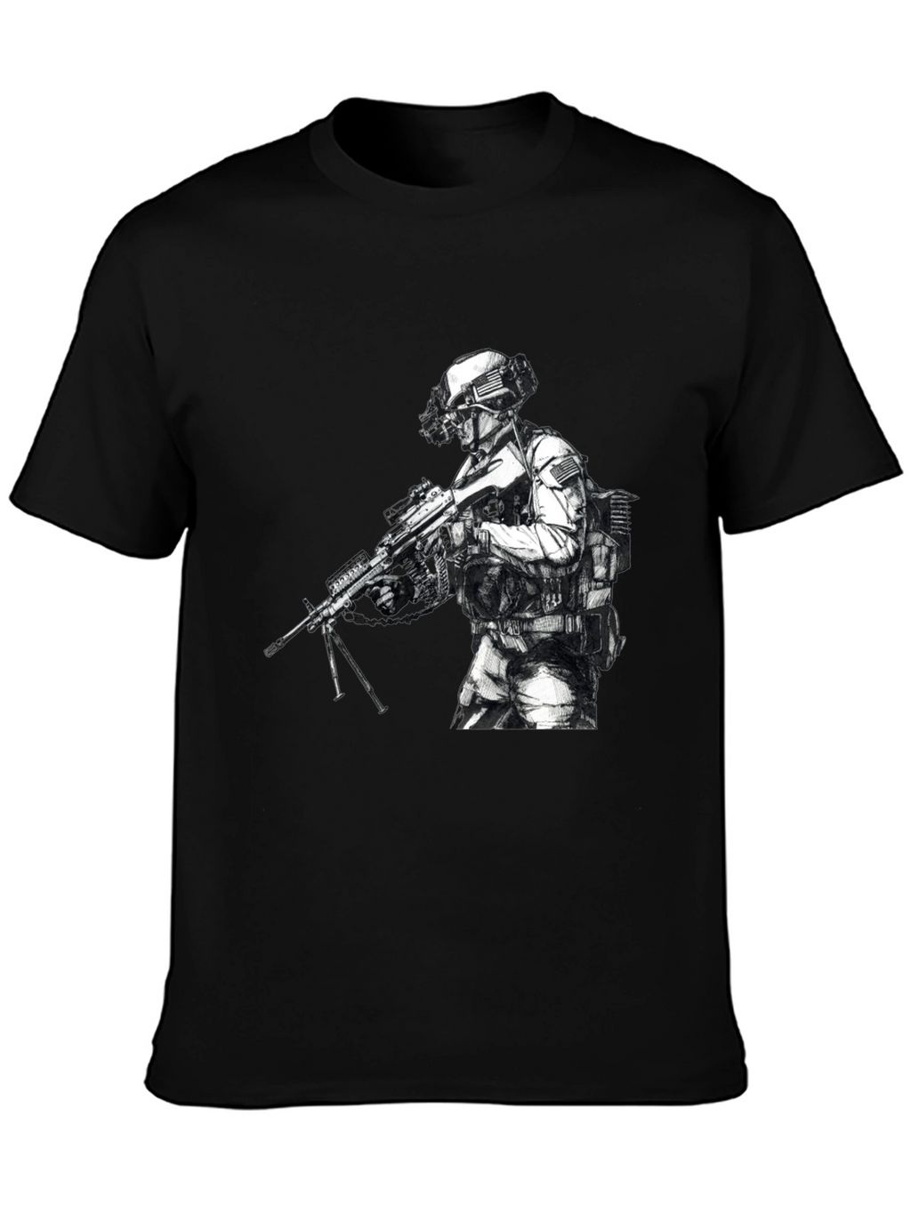 Tactical Soldier Graphic T-Shirt - Black