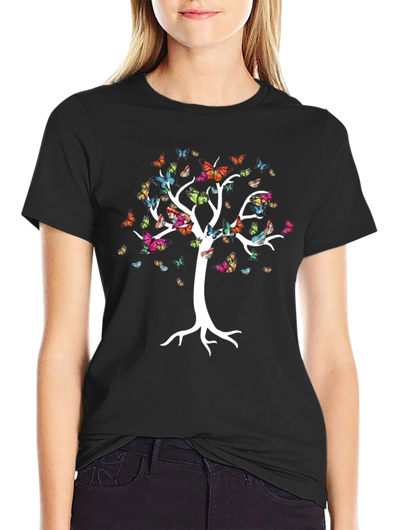 Butterfly Tree Graphic Tee - Black
