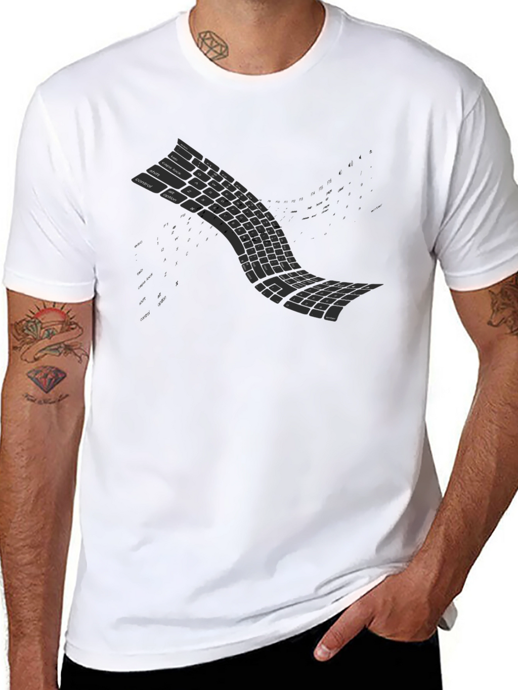 Curved Keyboard Graphic Tee - Programmer Style Shirt