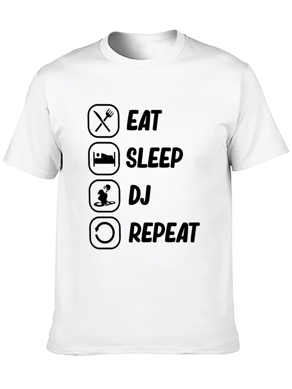 Eat Sleep DJ Repeat Black Graphic T-Shirt