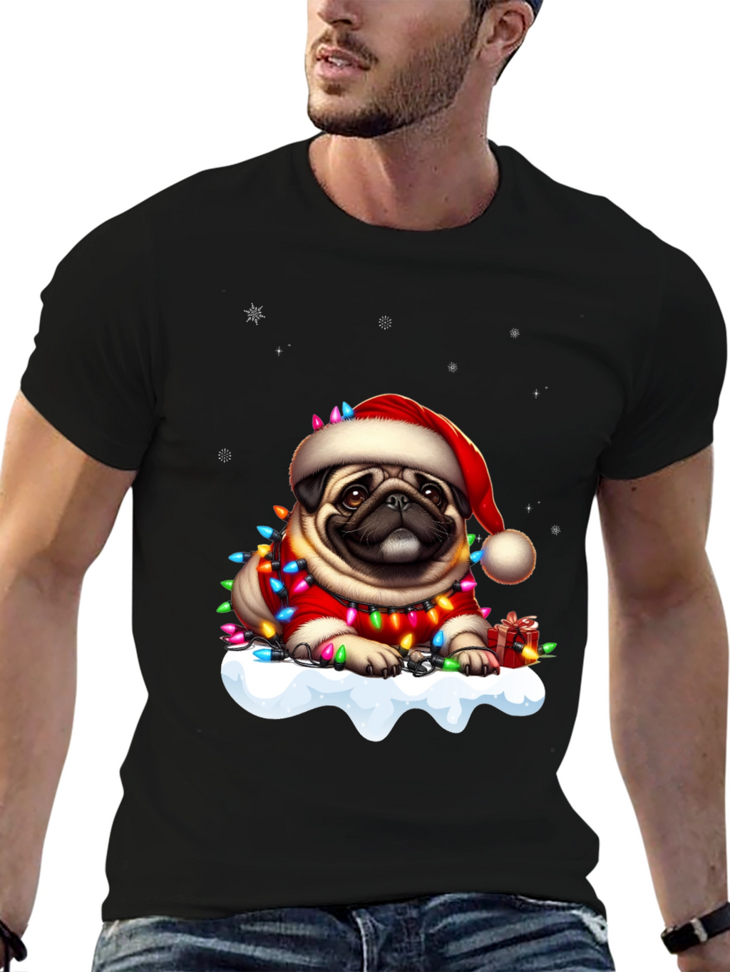 Festive Pug Christmas T-Shirt
