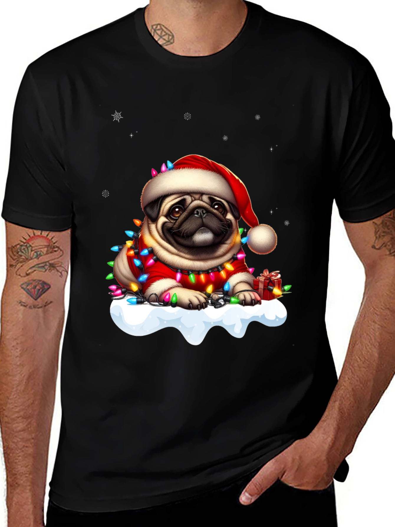 Festive Pug Christmas T-Shirt