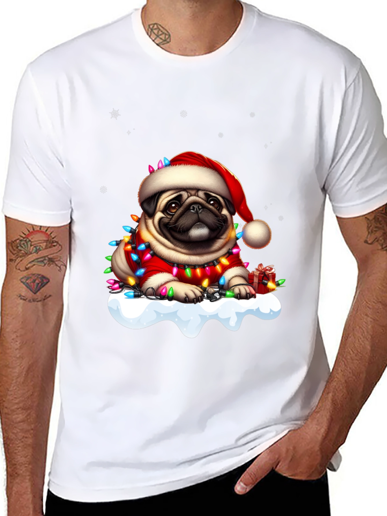 Festive Pug Christmas T-Shirt