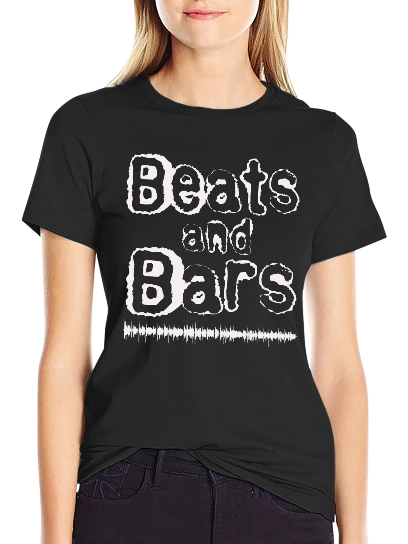 Beats and Bars Graphic Print Black T-Shirt