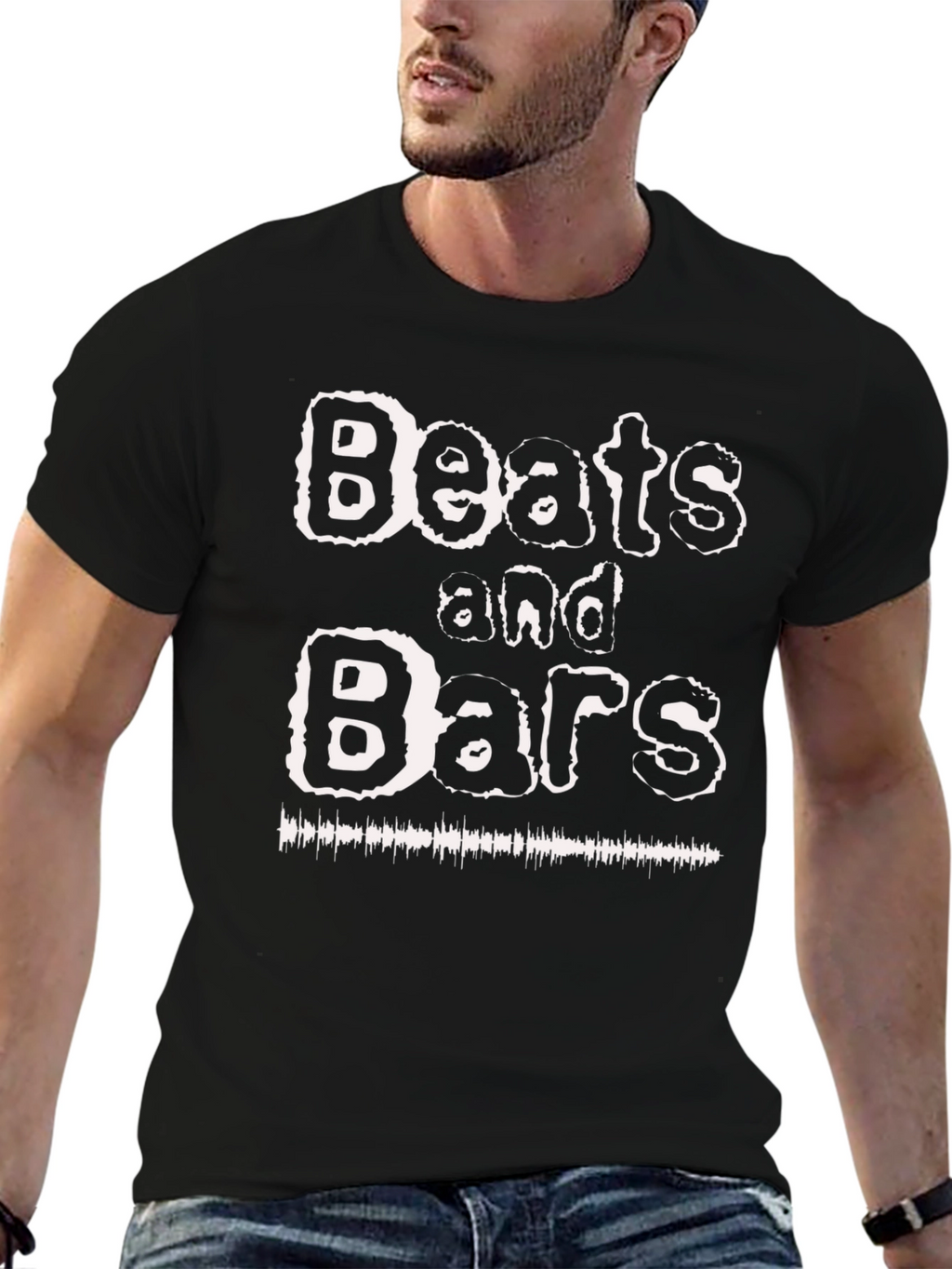 Beats and Bars Graphic Print Black T-Shirt