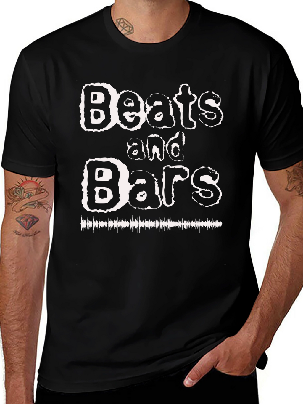 Beats and Bars Graphic Print Black T-Shirt