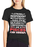 Pisces Zodiac Sign T-Shirt - Strong Loyal Compassionate