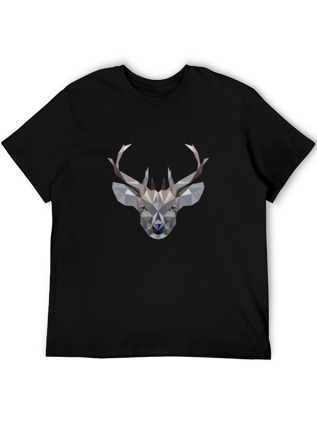 Geometric Deer Graphic Black T-Shirt
