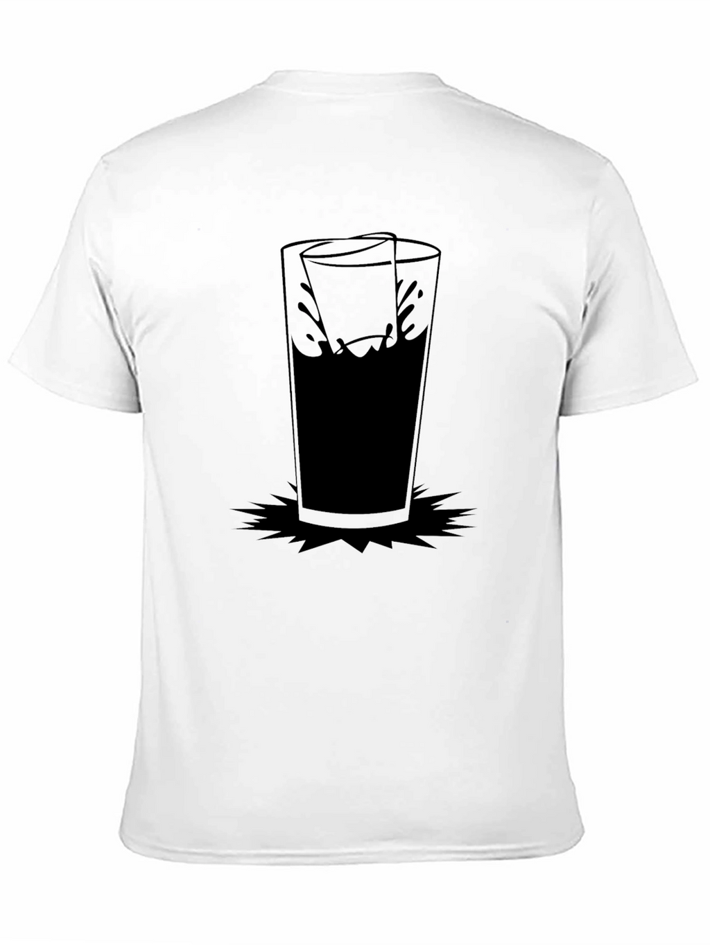 Black Graphic Tee with Drinking Glass Design