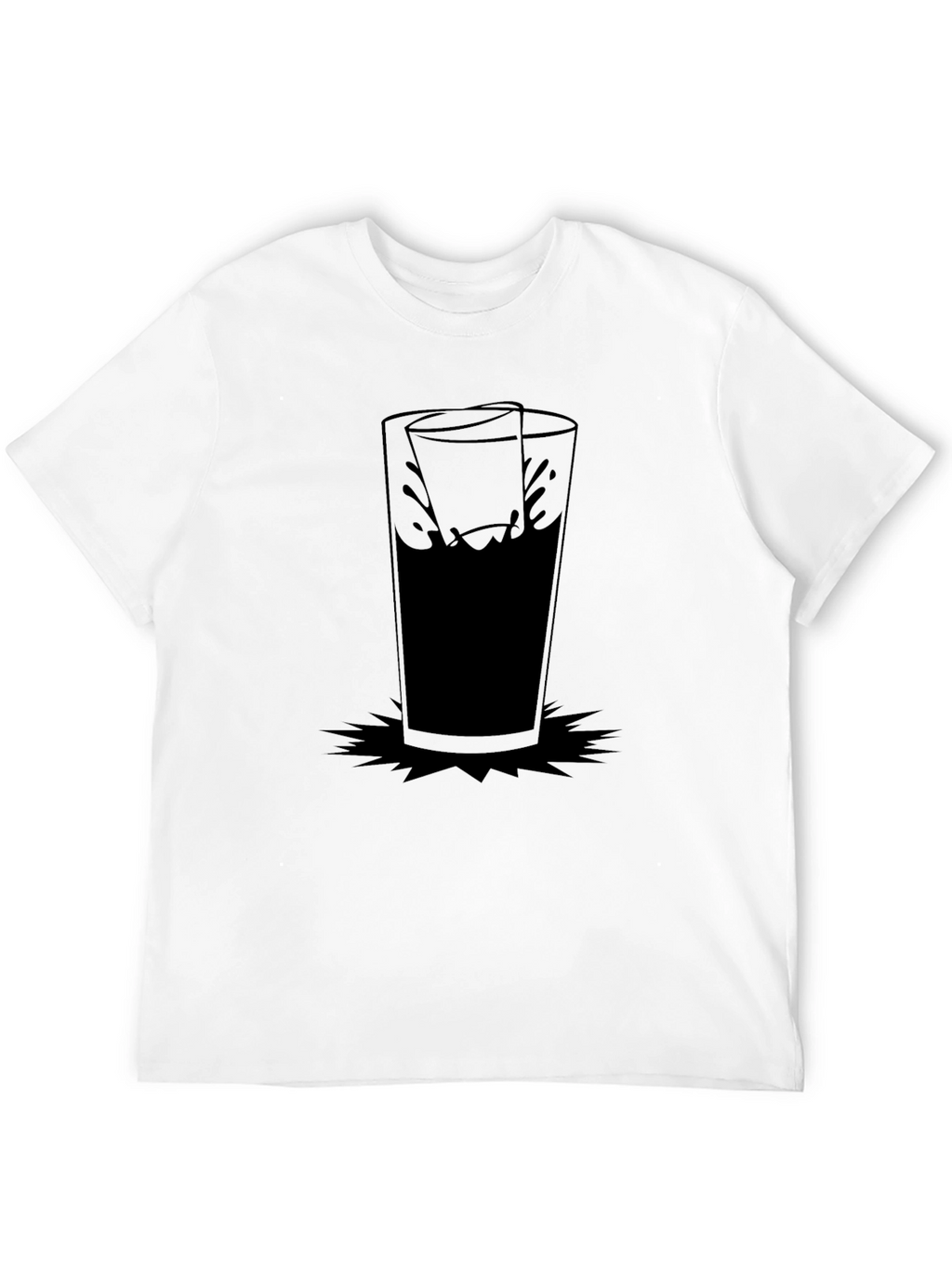 Black Graphic Tee with Drinking Glass Design