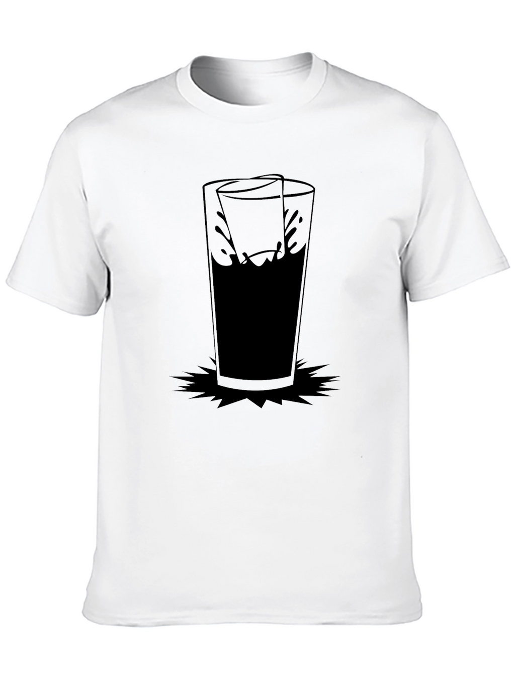 Black Graphic Tee with Drinking Glass Design