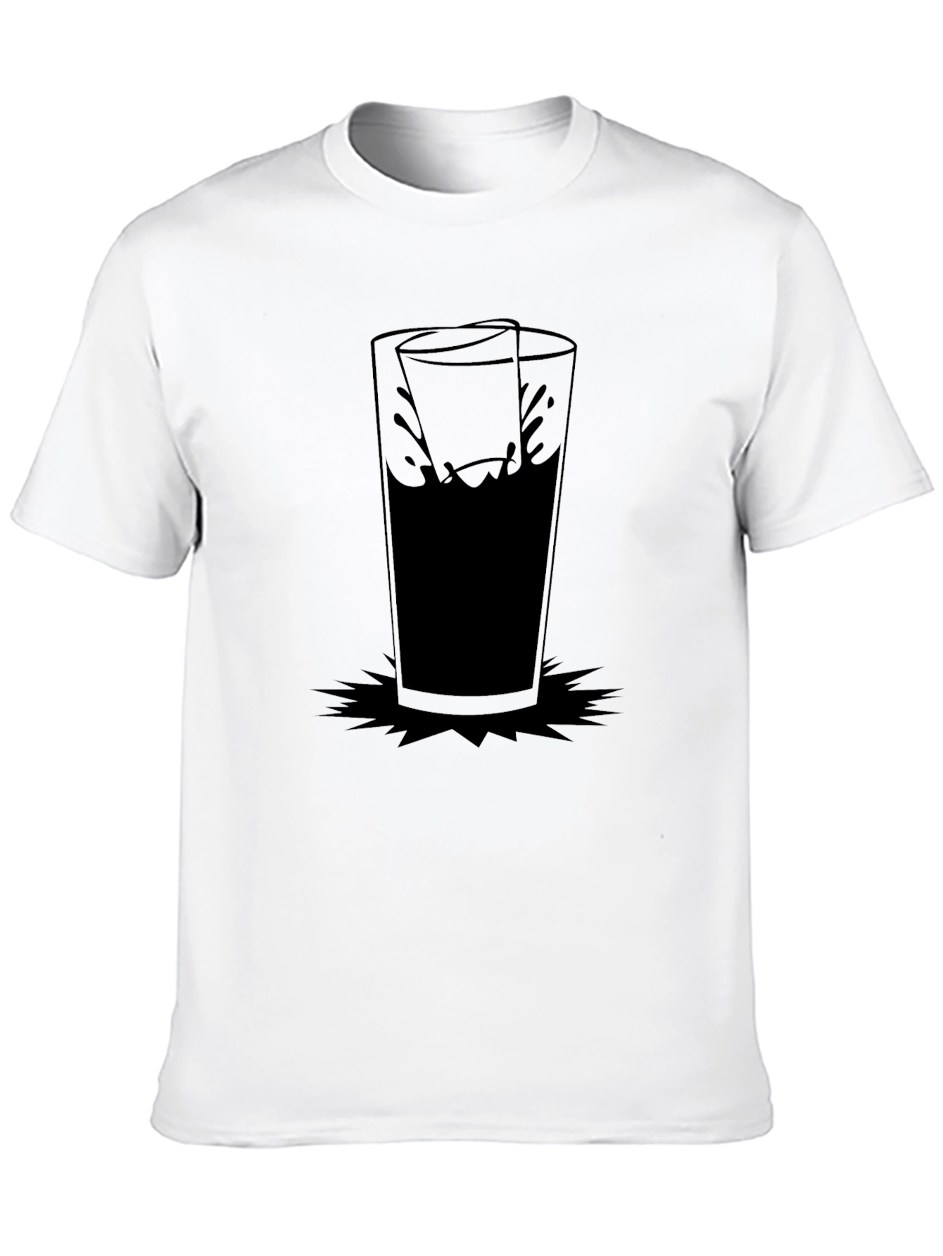 Black Graphic Tee with Drinking Glass Design