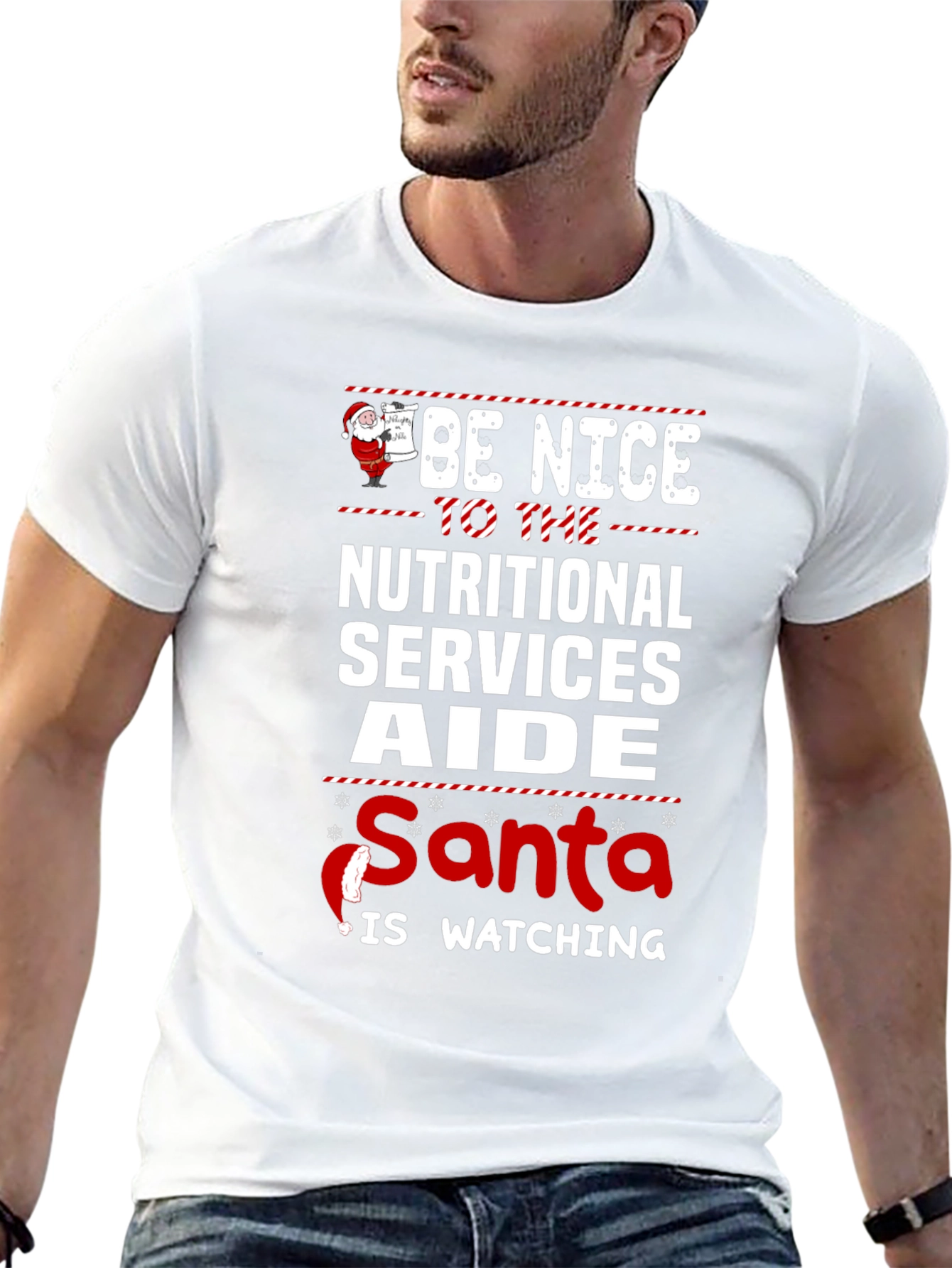 Be Nice to Nutritional Services Aide Santa T-Shirt