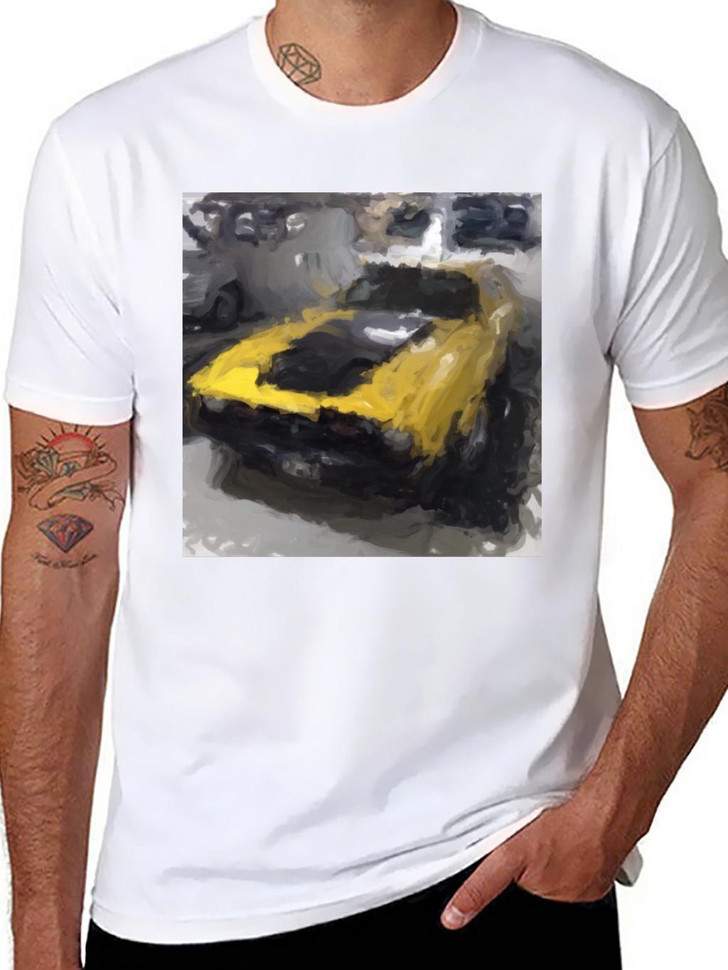 Yellow Mustang Muscle Car Graphic Tee
