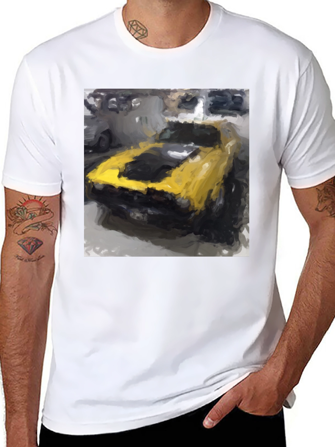 Yellow Mustang Muscle Car Graphic Tee